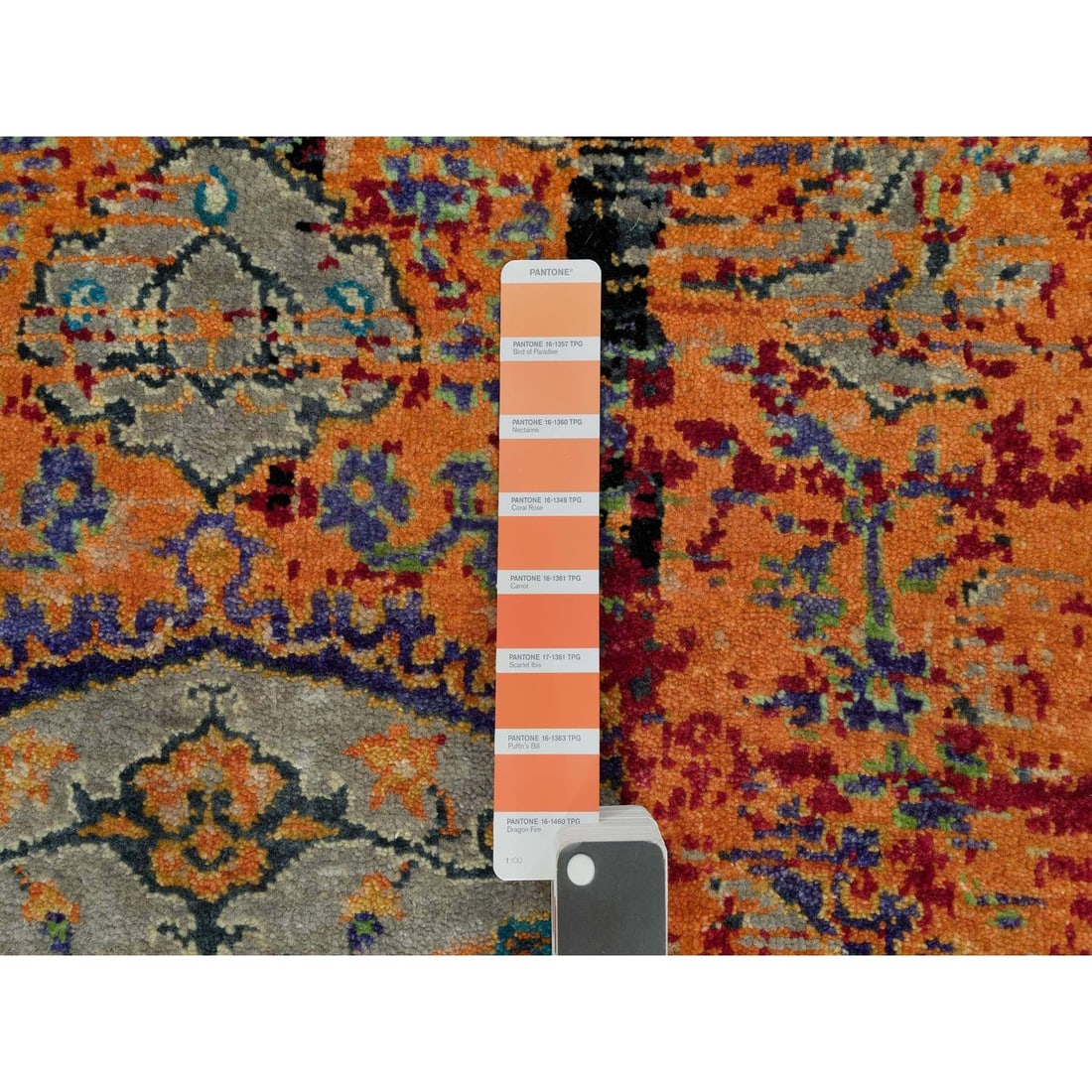 Rug 3'2"x5'1" Coral Rose Red Hand Knotted Ancient Ottoman Erased Design - 4