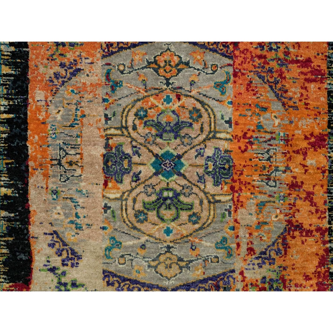 Rug 3'2"x5'1" Coral Rose Red Hand Knotted Ancient Ottoman Erased Design - 5