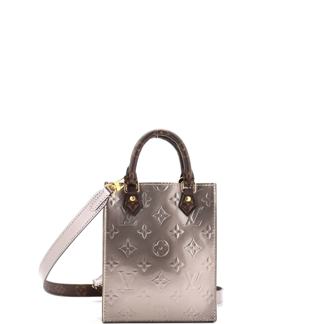 Canvas Louis Vuitton Petit Sac Plat Bag Monogram Vernis with Monogram (1 of 8)