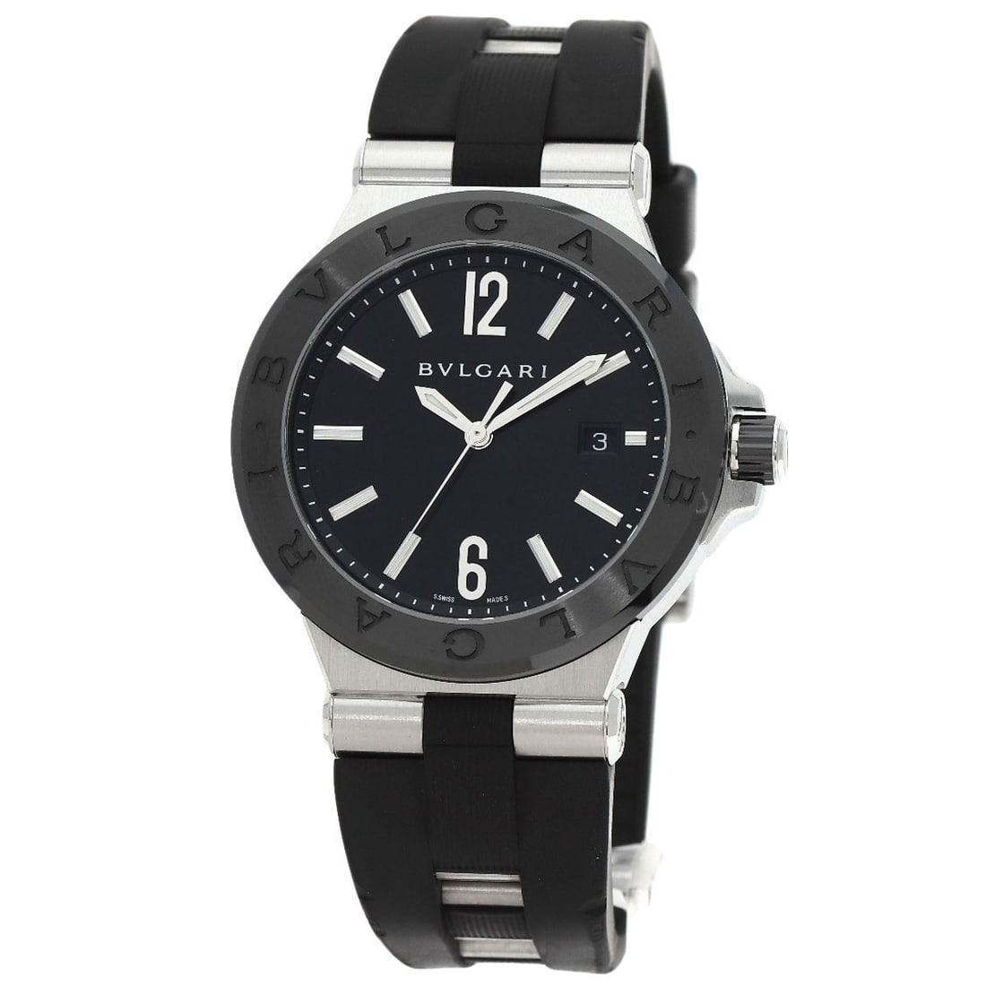 Rubber BVLGARI Diagono Date Ceramic Watches DG42SC Stainless Steel/ (1 of 20)