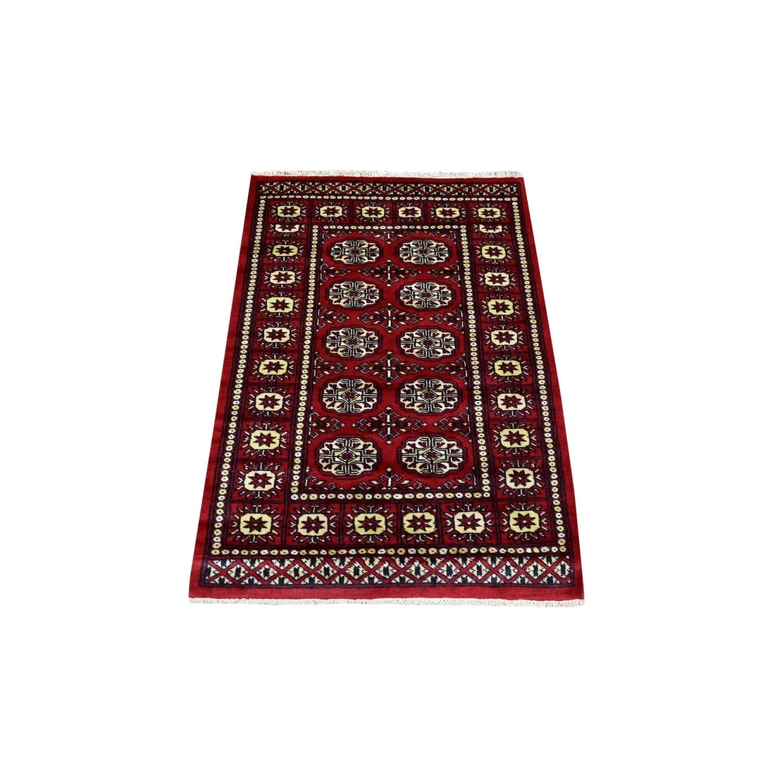 Rug 2'6"x4'2" Mori Bokara Deep and Rich Red Organic Wool Hand Knotted (1 of 6)