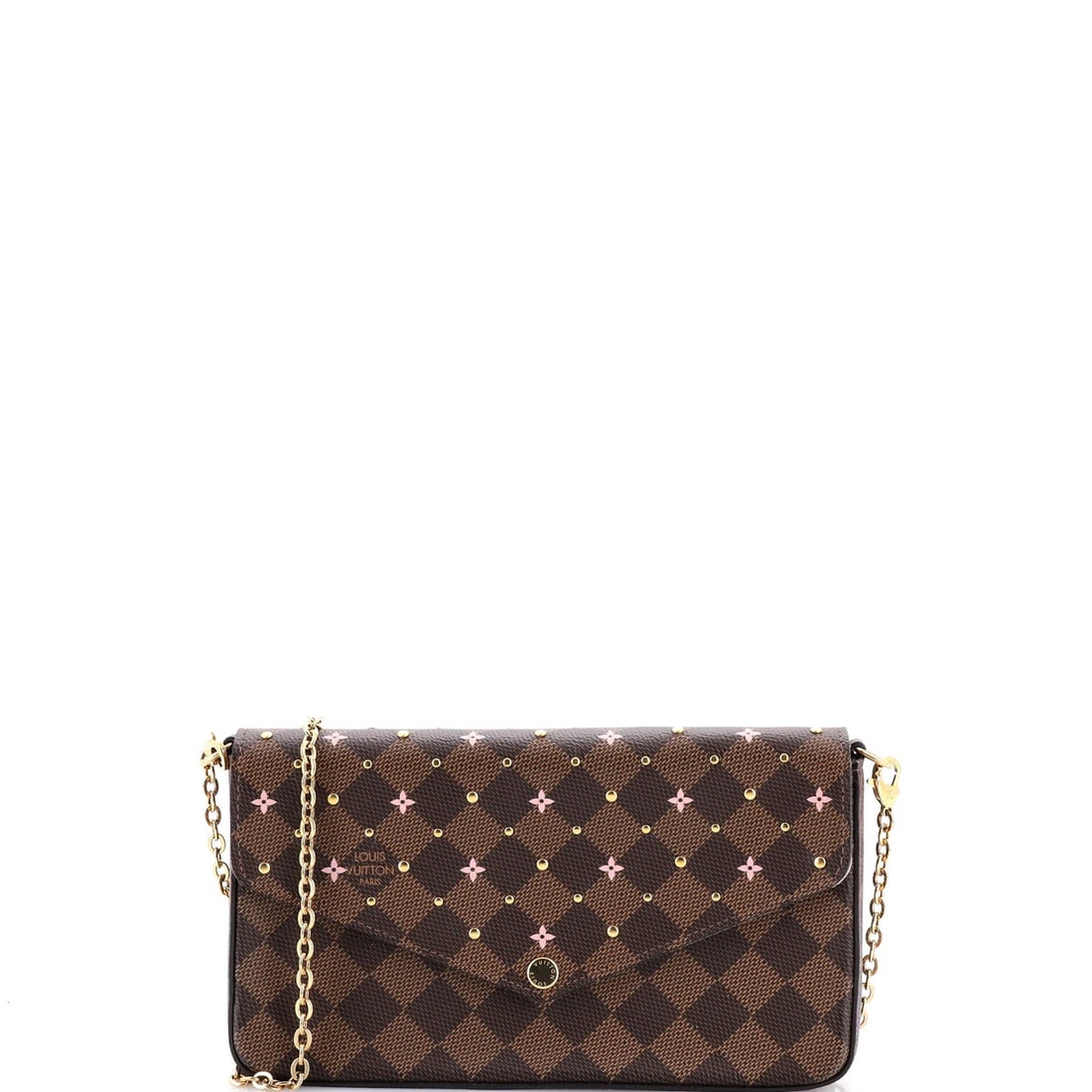 Damier Louis Vuitton Felicie Pochette Flower Printed Studded: Damier Louis Vuitton Felicie Pochette Flower Printed Studded This listing features Damier Louis Vuitton Felicie Pochette Flower Printed Studded. Item specifics are provided below. Item Specifics: