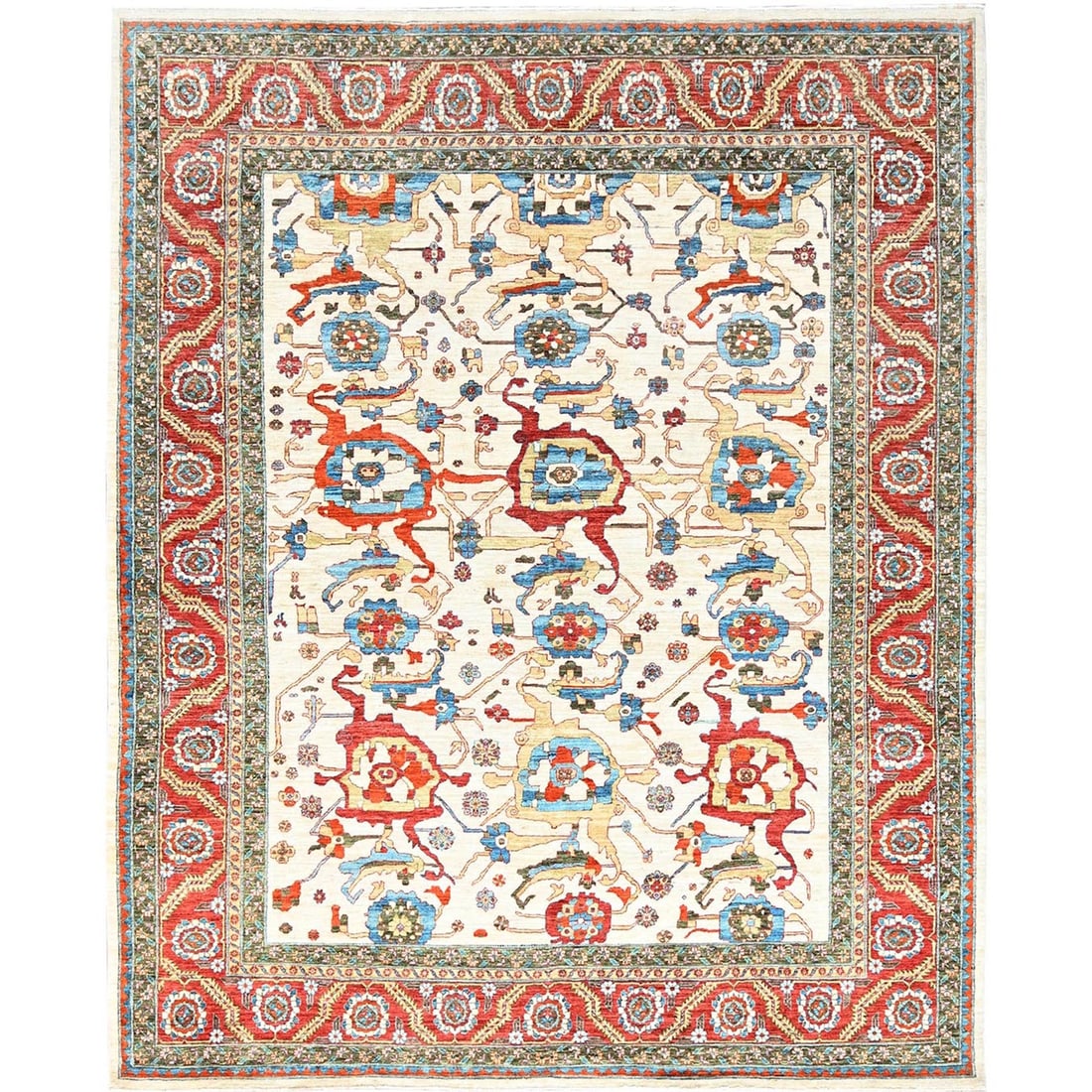 Rug 8'1"x9'9" White Wool 200 KPSI Heris Design Hand Knotted Oriental: Rug 8'1"x9'9" White Wool 200 KPSI Heris Design Hand Knotted Oriental This listing features Rug 8'1"x9'9" White Wool 200 KPSI Heris Design Hand Knotted Oriental. Item specifics are provided below. 