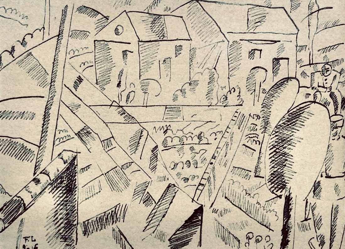 Lithograph - Fernand Lger - Paysage en Argonne - Dessins de Guerre 1915-16 (1 of 8)