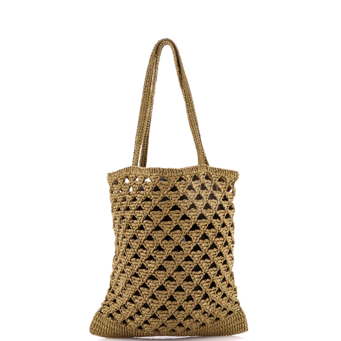 Raffia Prada Triangle Logo Open Tote - 3