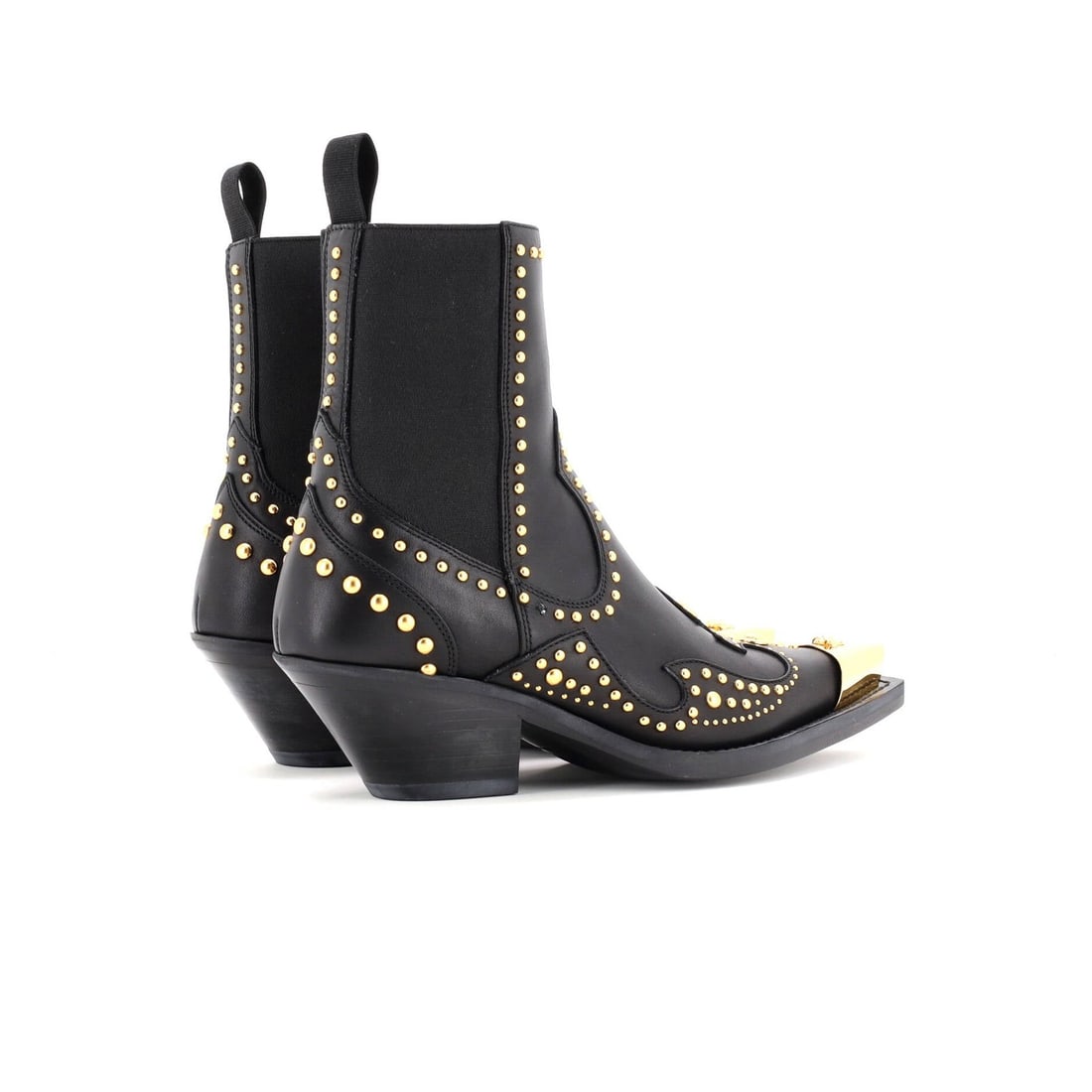 Leather Versace Women's Cowboy Ankle Boots Studded - 3