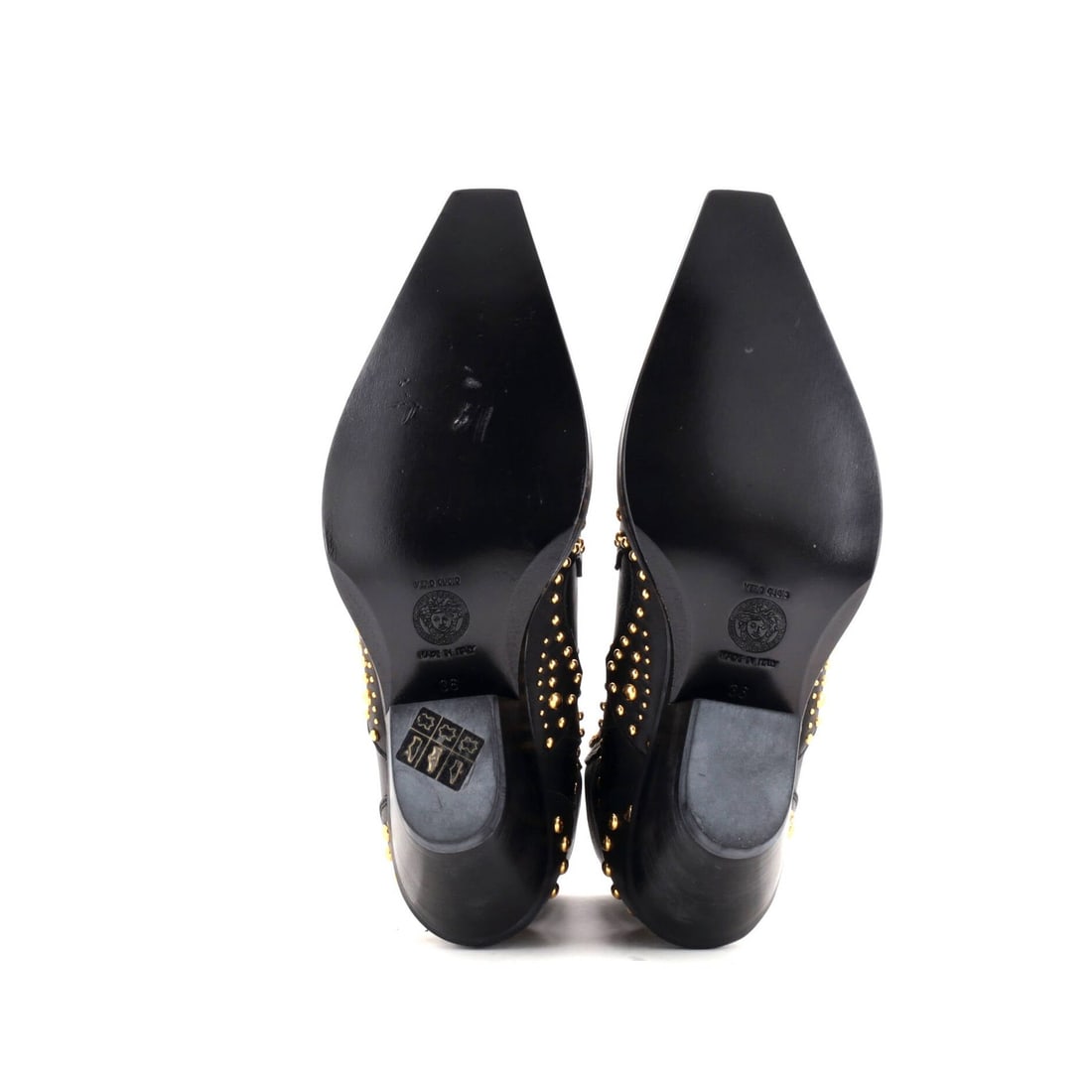 Leather Versace Women's Cowboy Ankle Boots Studded - 4
