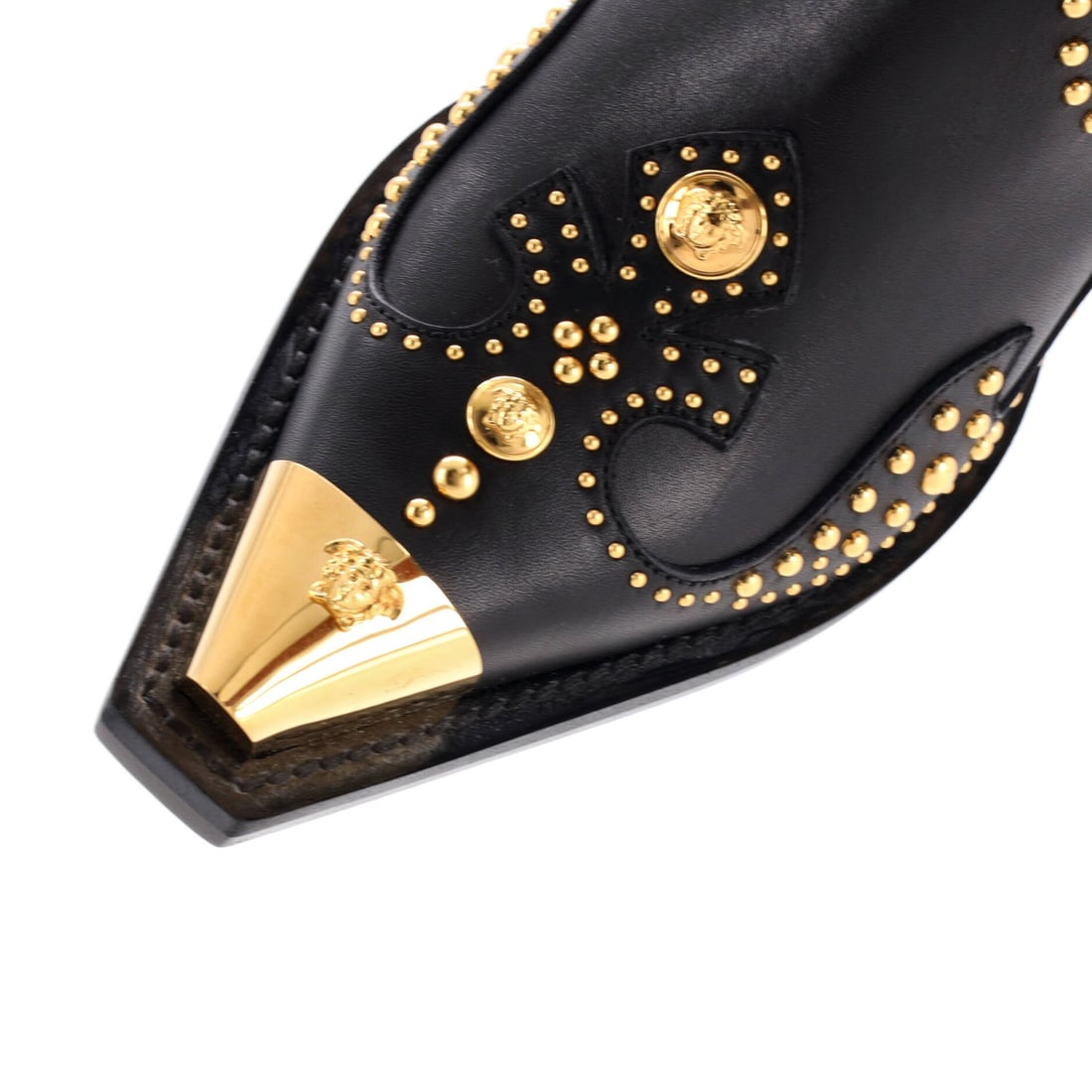 Leather Versace Women's Cowboy Ankle Boots Studded - 5