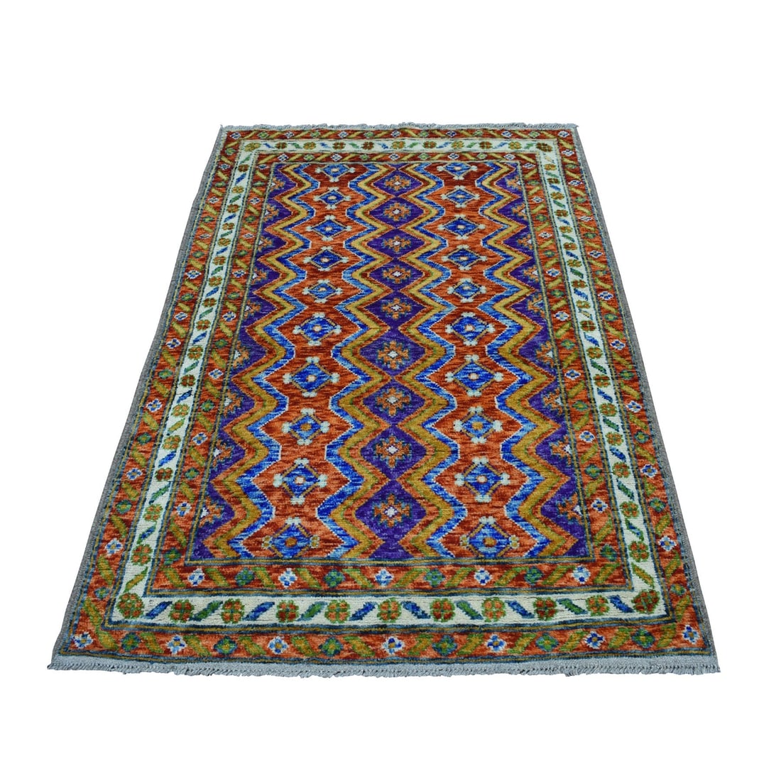 Rug 4'x5'10" Tribal Design Hand Made Wool Rug Colorful Afghan Village (1 of 5)