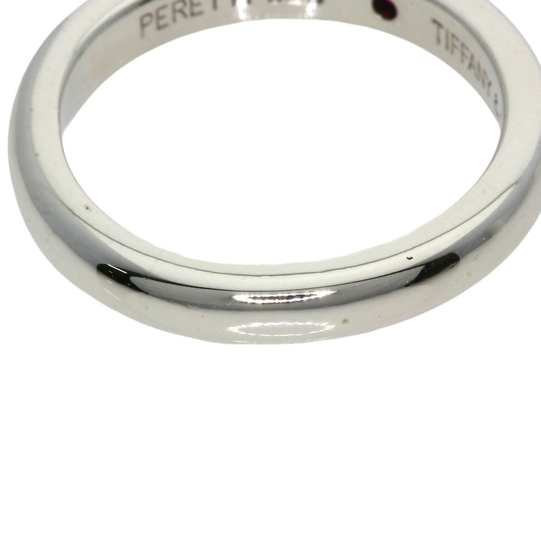 Silver TIFFANY&Co. Stacking band Ruby Ring - 8