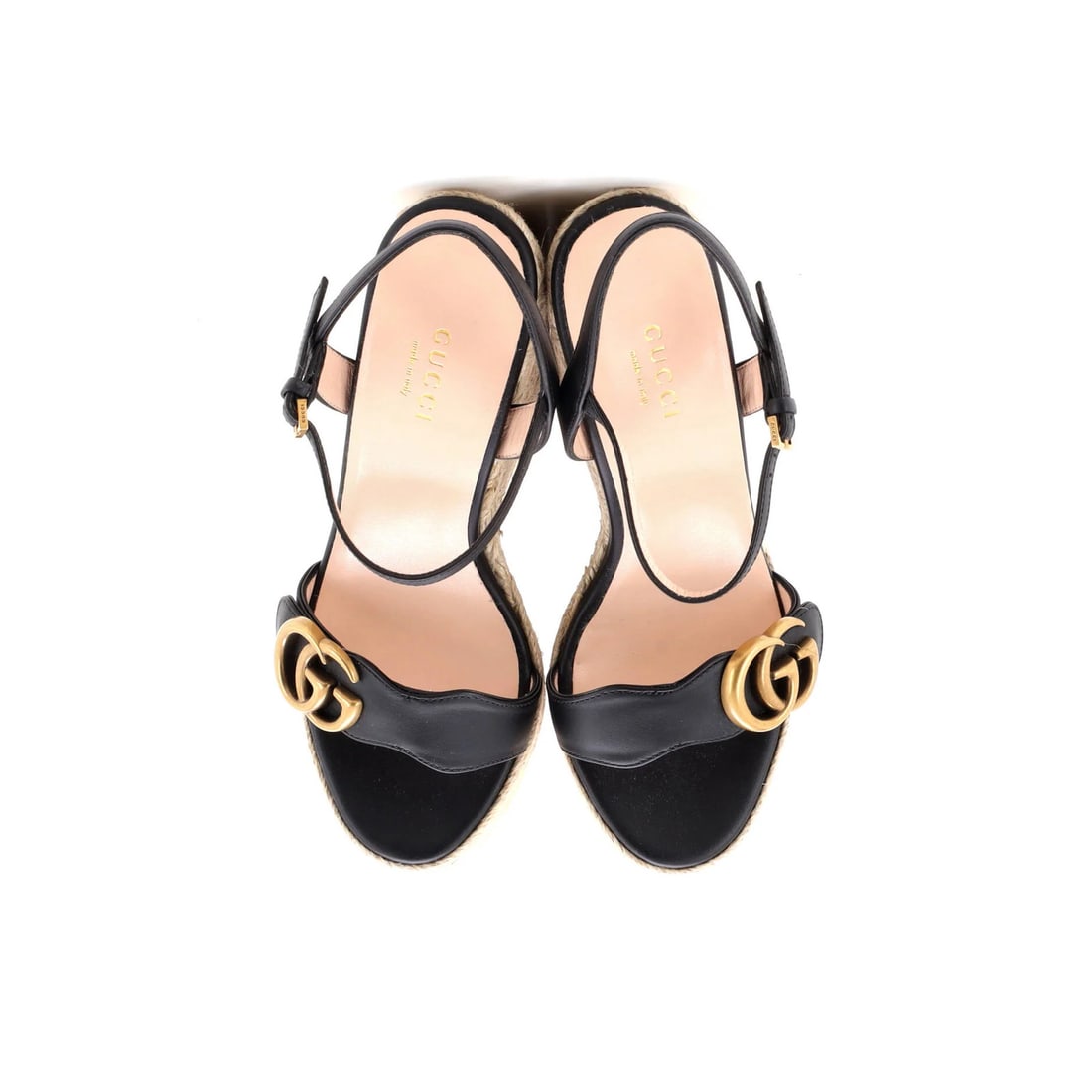 Leather Gucci Women's GG Marmont Wedge Espadrille Sandals - 2