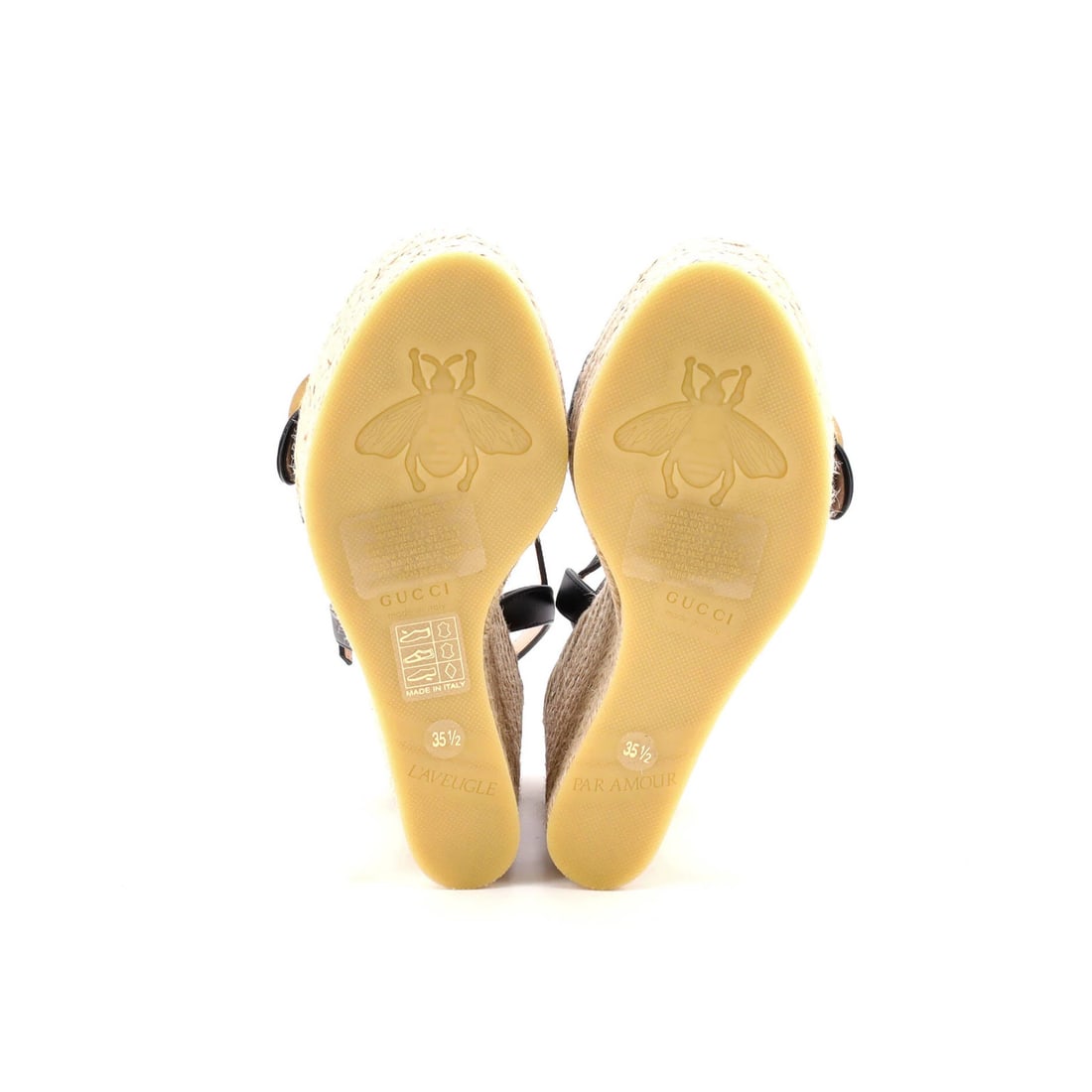 Leather Gucci Women's GG Marmont Wedge Espadrille Sandals - 4