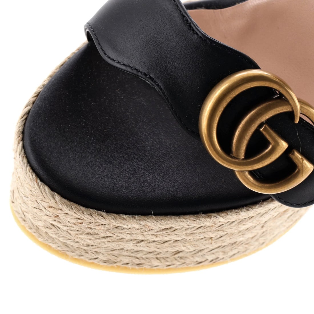 Leather Gucci Women's GG Marmont Wedge Espadrille Sandals - 5