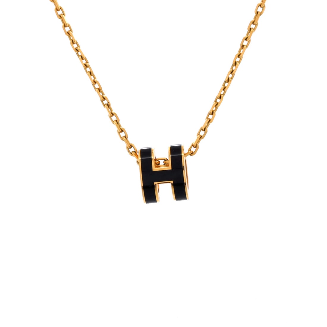 Mini Hermes Pop H Pendant Chain Necklace Metal and Enamel (1 of 3)