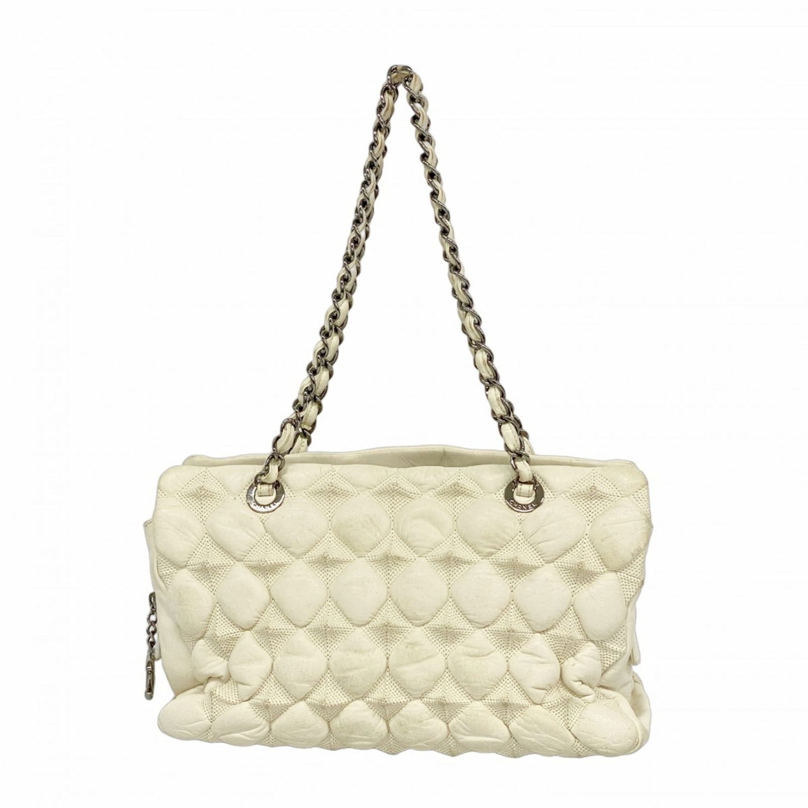 Leather Chanel Shoulder Bag: Leather Chanel Shoulder Bag This listing features Leather Chanel Shoulder Bag. Item specifics are provided below. Item Specifics: Brand: Chanel Type: Shoulder Bag Material: Leather Color: White