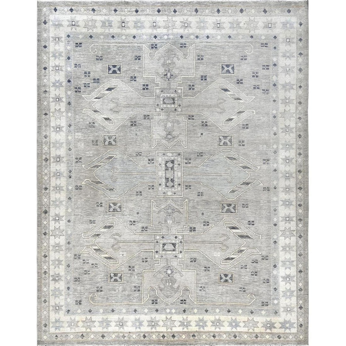 Design 8'10"x11'8" Cloud Gray Pure Wool Rug Hand Knotted Anatolian Village: Design 8'10"x11'8" Cloud Gray Pure Wool Rug Hand Knotted Anatolian Village This listing features Design 8'10"x11'8" Cloud Gray Pure Wool Rug Hand Knotted Anatolian Village. Item specifics are