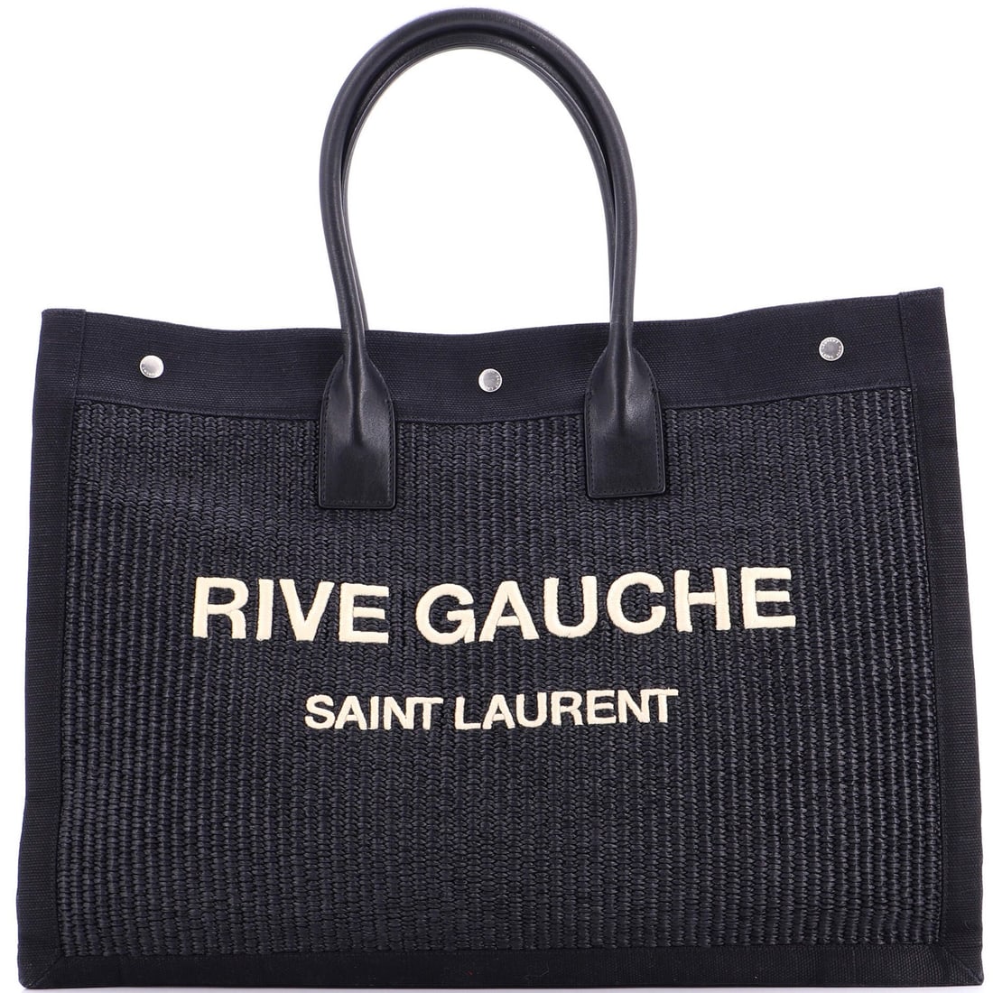 Large Saint Laurent Rive Gauche Shopper Tote Raffia with Canvas: Large Saint Laurent Rive Gauche Shopper Tote Raffia with Canvas This listing features Large Saint Laurent Rive Gauche Shopper Tote Raffia with Canvas. Item specifics are provided below. Item