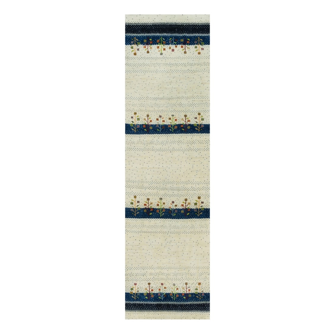 Rug 2'7"x9'6" Retro White Lori Buft Gabbeh Tree Design 100% Wool Runner (1 of 8)
