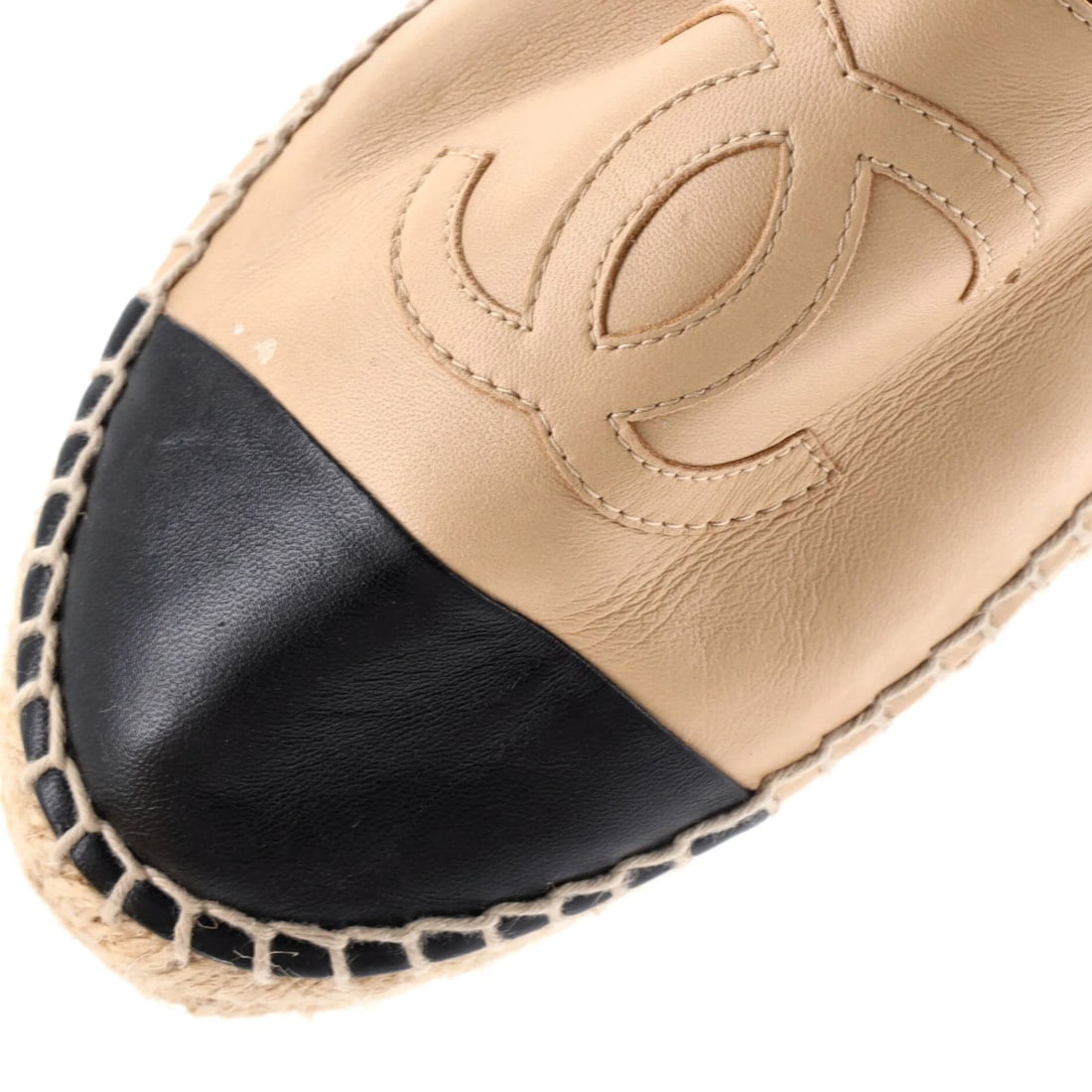 Leather Chanel Women's CC Cap Toe Espadrilles - 5