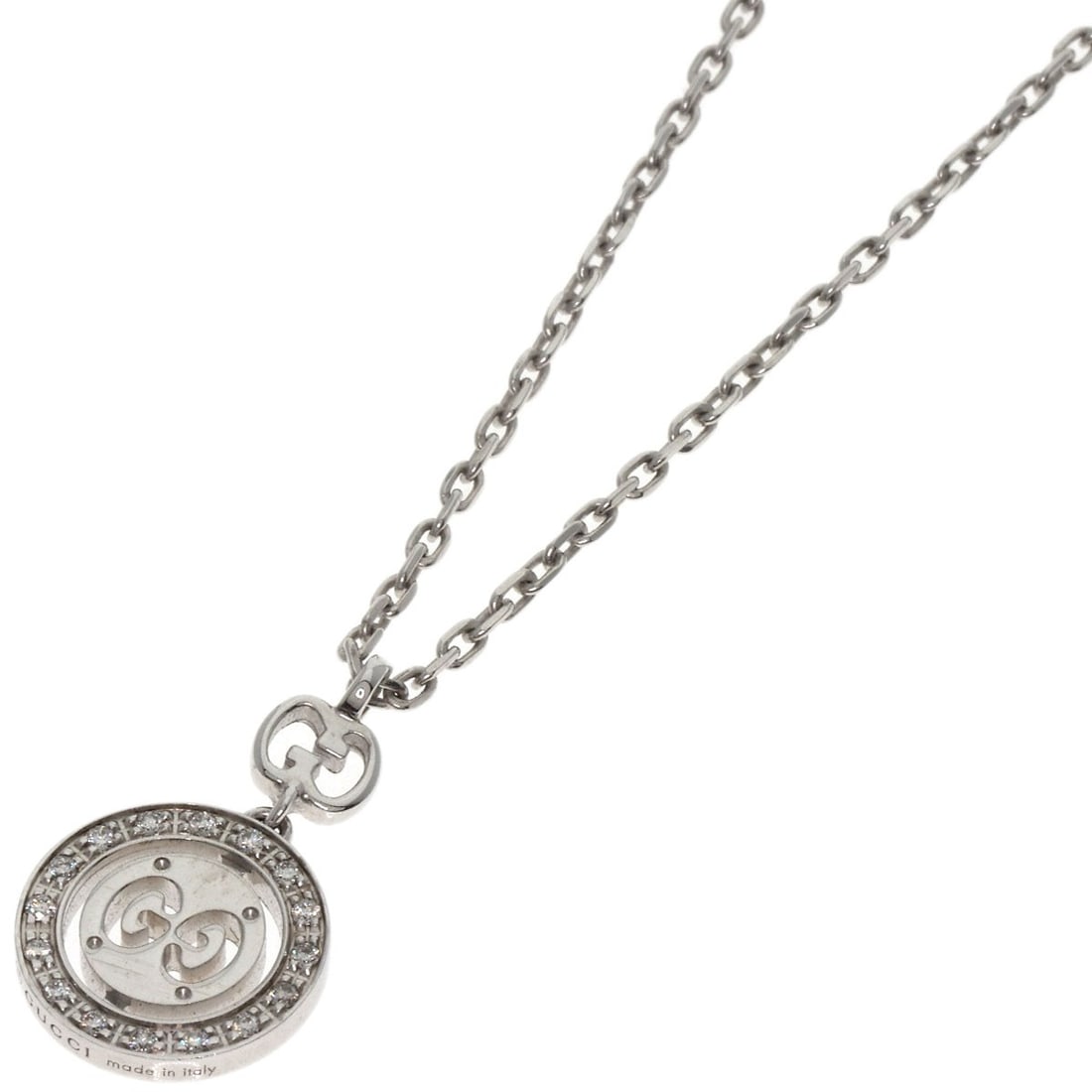 Gold GUCCI Icon Twirl Diamond Necklace K18 White (1 of 7)