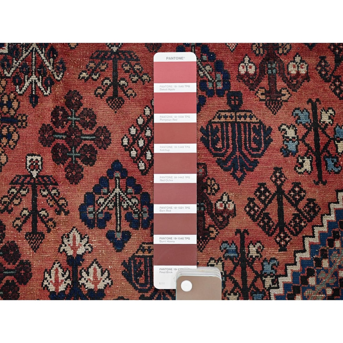 Rug 9'x12'5" Copper Red Vintage Zoroastrian Hand Knotted Pure Wool Clean - 8