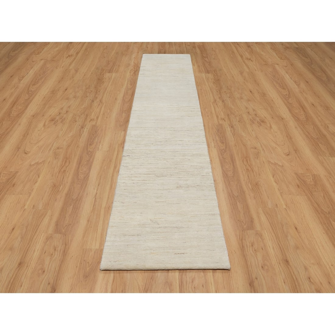 Rug 2'6"x11'10" White Modern Lori Buft Gabbeh Wool Hand Knotted Runner - 2