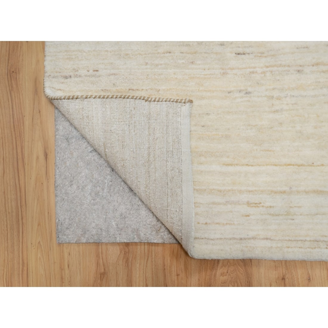 Rug 2'6"x11'10" White Modern Lori Buft Gabbeh Wool Hand Knotted Runner - 3