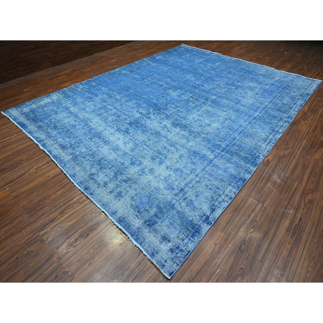 Rug 9'8"x12'10" Lowes Blue Cleaned Vintage Zoroastrian Karman Oriental - 4