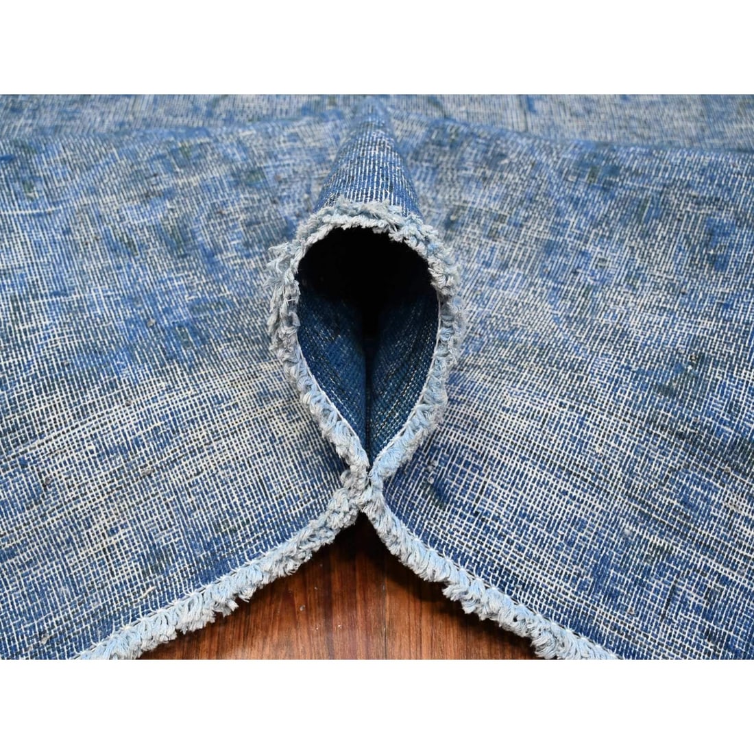 Rug 9'8"x12'10" Lowes Blue Cleaned Vintage Zoroastrian Karman Oriental - 6