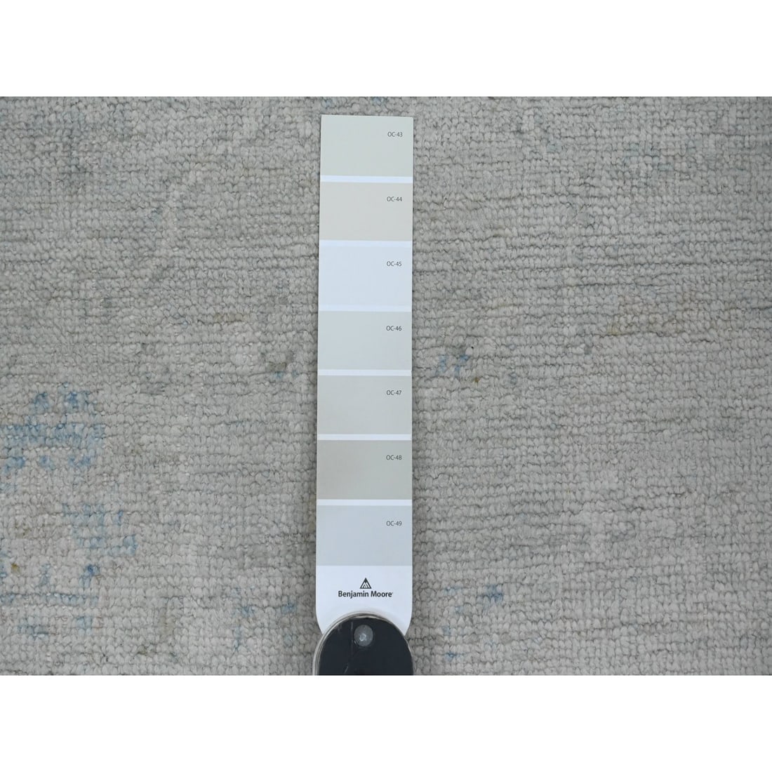 Rug 2'8"x9'8" Gray Hand Knotted Angora Oushak Leaf Design All Wool Runner - 3