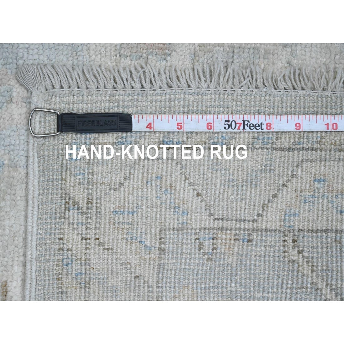 Rug 2'8"x9'8" Gray Hand Knotted Angora Oushak Leaf Design All Wool Runner - 6