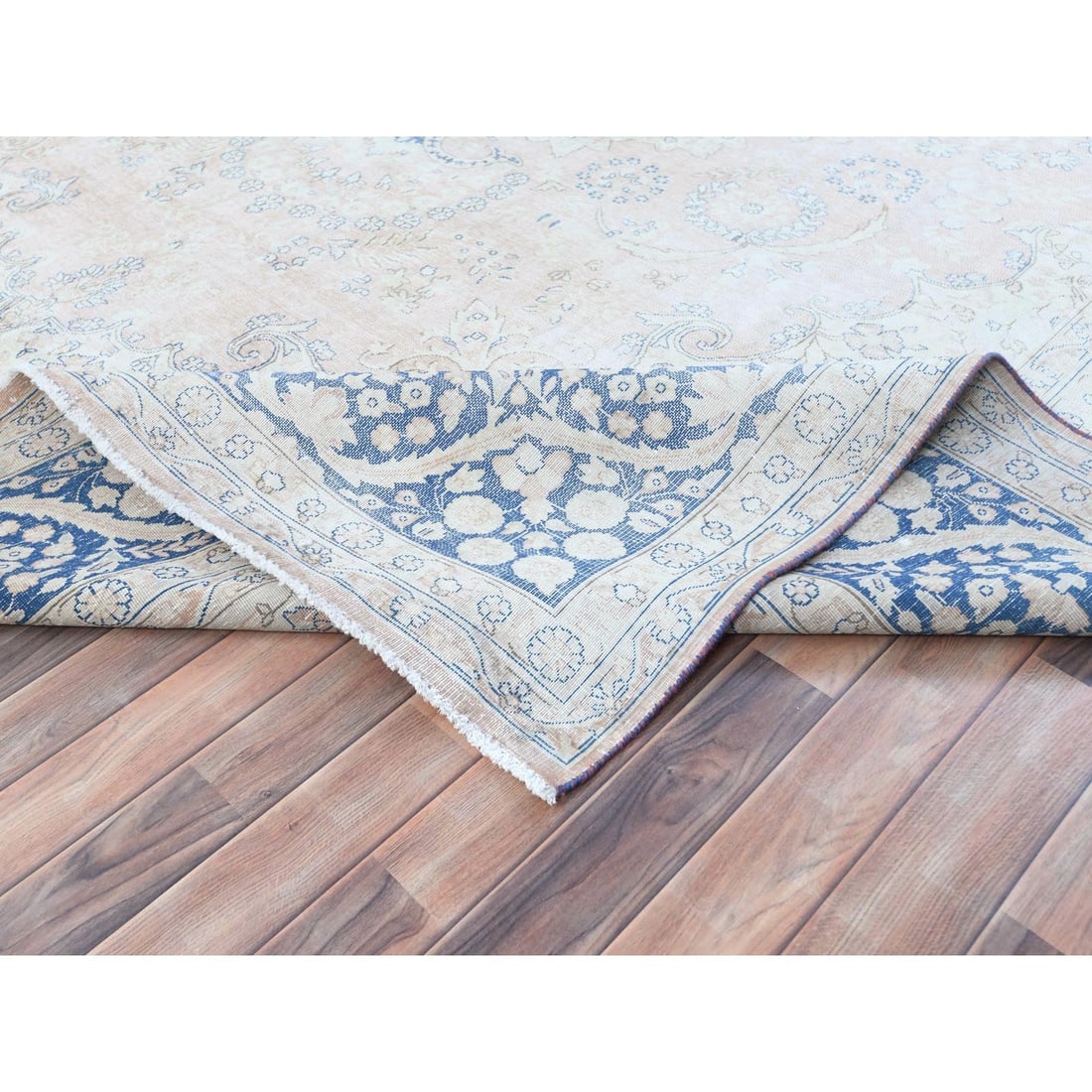 Rug 10'2"x13'4" Red Hand Knotted Worn Wool Distressed Look Old Farsian - 7