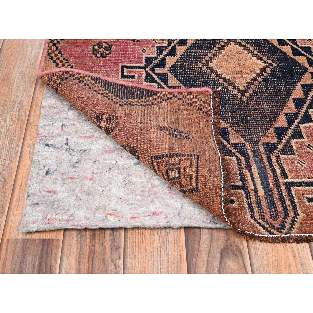 Pile 2'10"x8' Pink Vintage Zoroastrian Sheeraz Hand Knotted Wool Runner Zero - 3