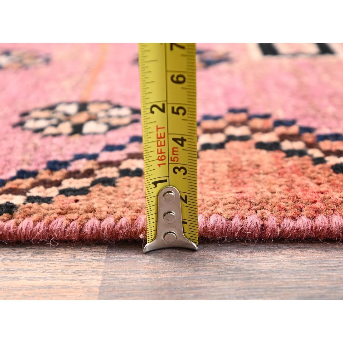 Pile 2'10"x8' Pink Vintage Zoroastrian Sheeraz Hand Knotted Wool Runner Zero - 6