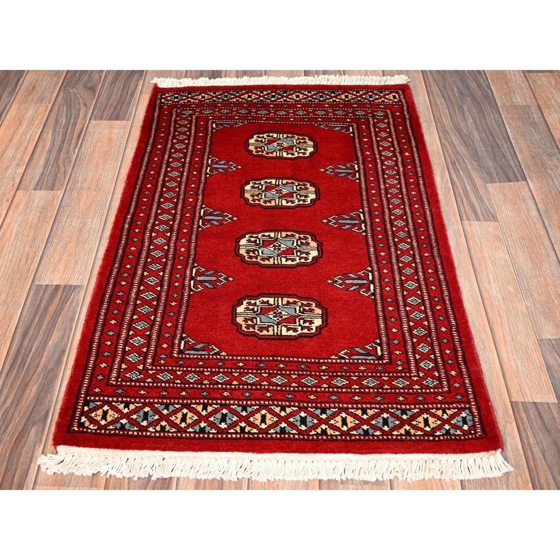 Knotted 2'x3'2" Red Soft Wool Rug Princess Bokara Tribal Medallions Hand - 2