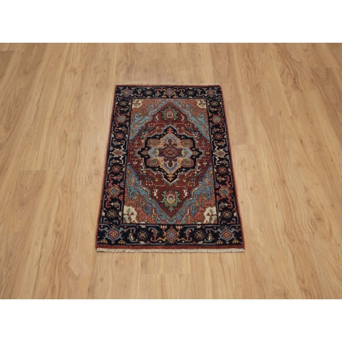 Rug 2'x3'1" Red Antiqued Heris Re-Creation Hand Knotted New Zealand Wool - 2