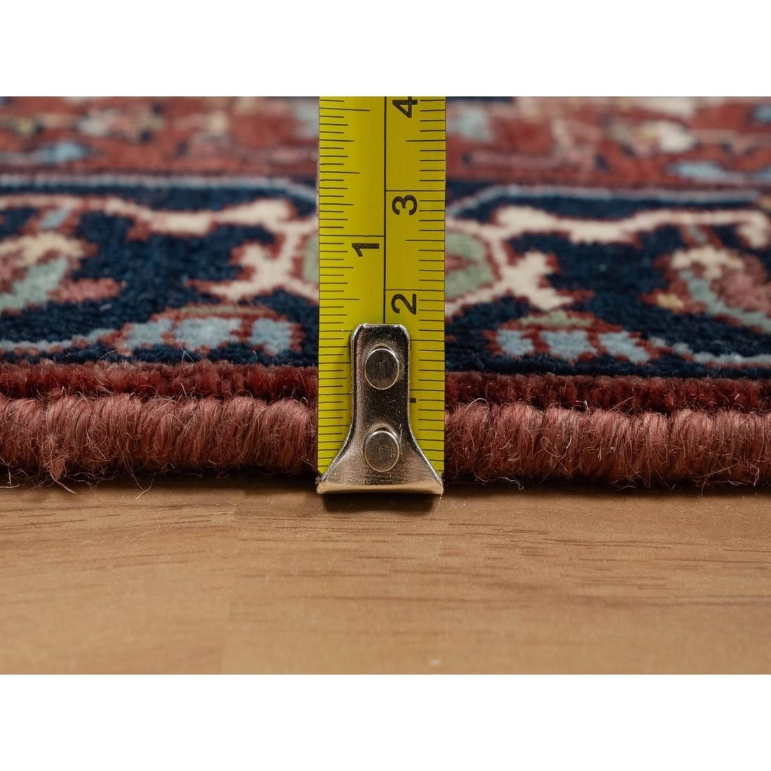 Rug 2'x3'1" Red Antiqued Heris Re-Creation Hand Knotted New Zealand Wool - 7