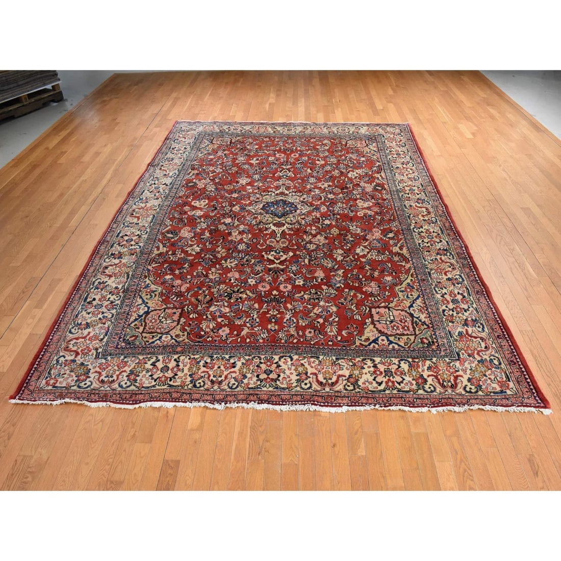 Rug 9'9"x13' Salsa Red Vintage Zoroastrian Mahal Soft Wool Hand Knotted - 2