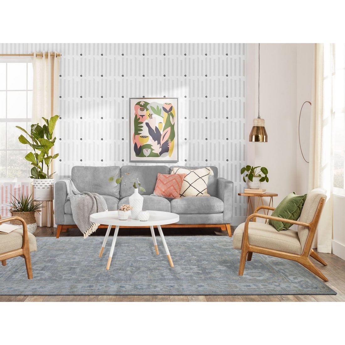 Rug 6'x9'2" Faded Gray Angora Oushak Hand Knotted Extra Soft Wool - 2