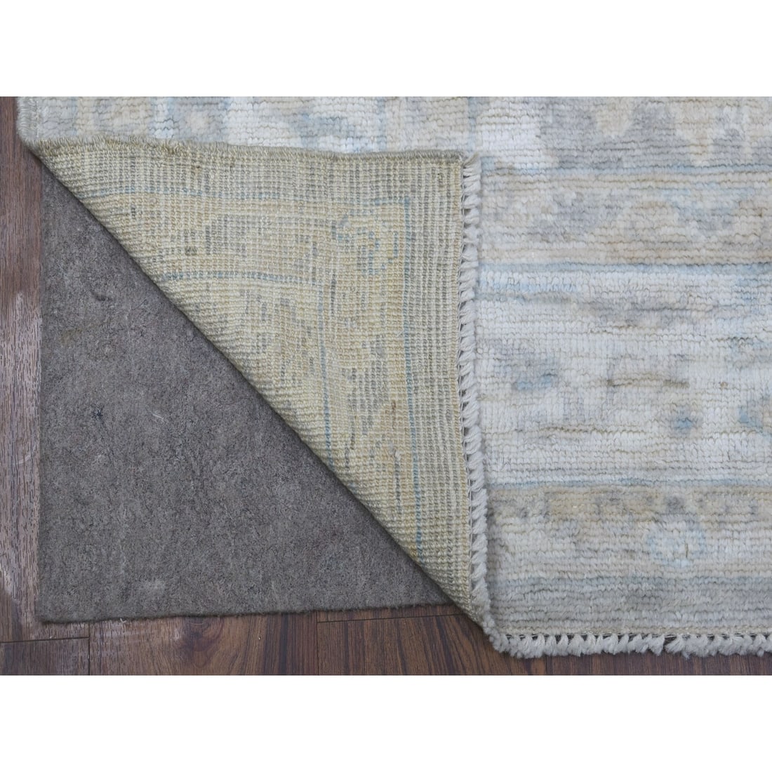Rug 6'x9'2" Faded Gray Angora Oushak Hand Knotted Extra Soft Wool - 3