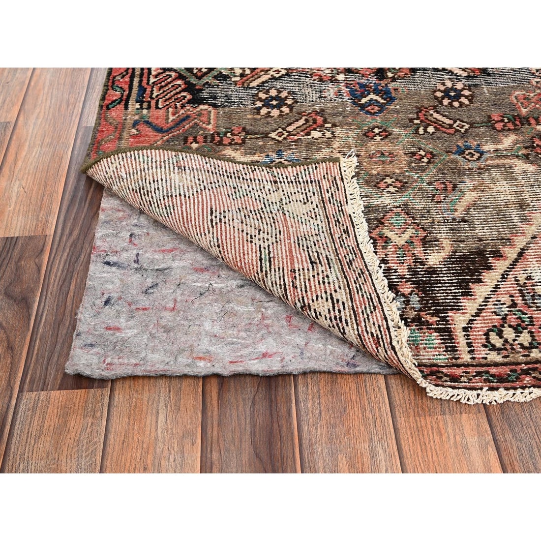 Rug 2'8"x8'9" Brown Vintage Zoroastrian Bibikabood Wool Hand Knotted Runner - 3