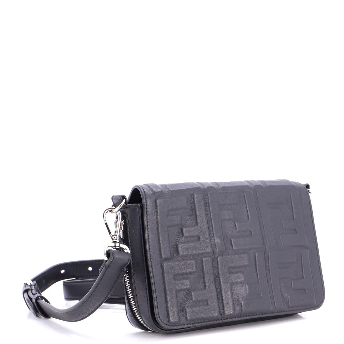 Leather Fendi Expandable Flap Bag Zucca Embossed - 2