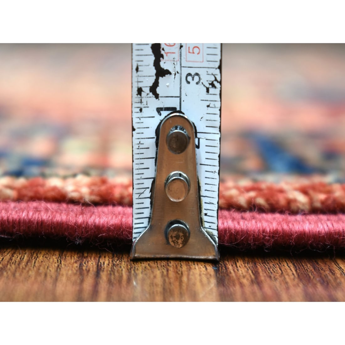 Rug 2'1"x2'10" Coral Red Natural Dyes Afghan Ersari Hand Knotted Wool - 5