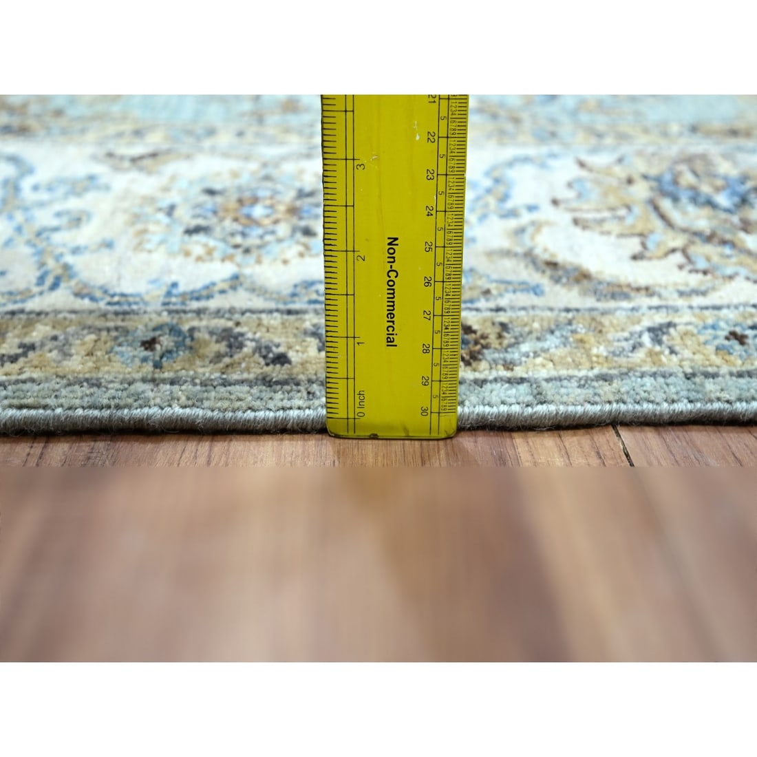 Rug 6'x9'1" Baby Blue Hand Knotted Agra Shah Abbas Vines Design Pure Wool - 10