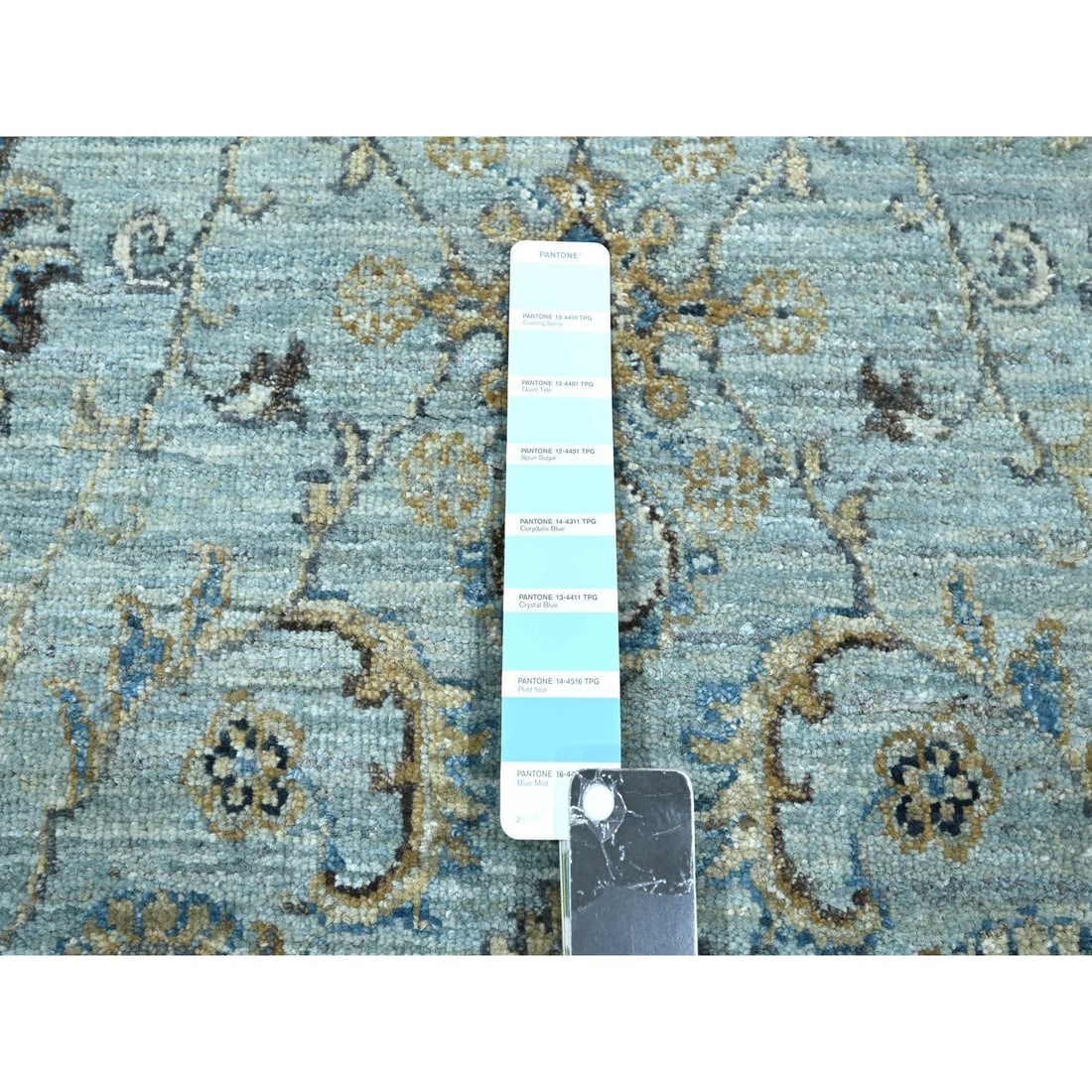 Rug 6'x9'1" Baby Blue Hand Knotted Agra Shah Abbas Vines Design Pure Wool - 7