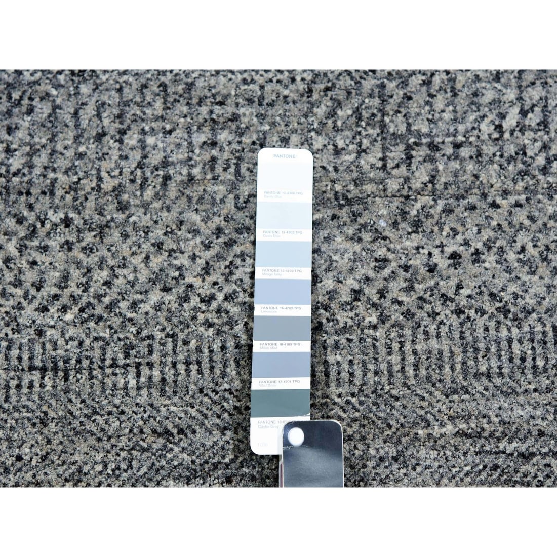 Rug 6'x6' Pediment Gray Grass Plain Design Hand Knotted Oriental Square - 4
