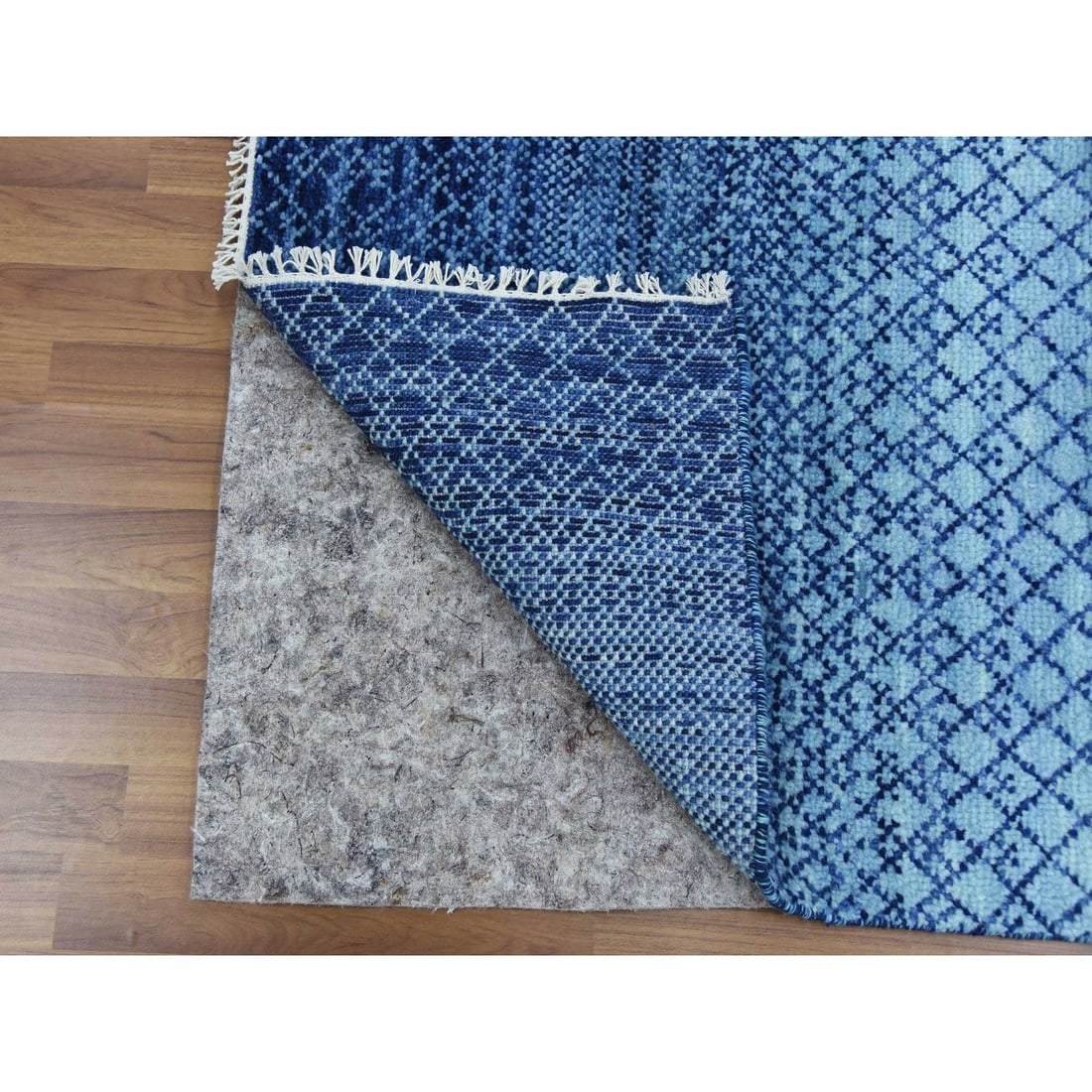 Rug 9'10"x14' Blue Modern Chiaroscuro Collection Pure Wool Hand Knotted - 4