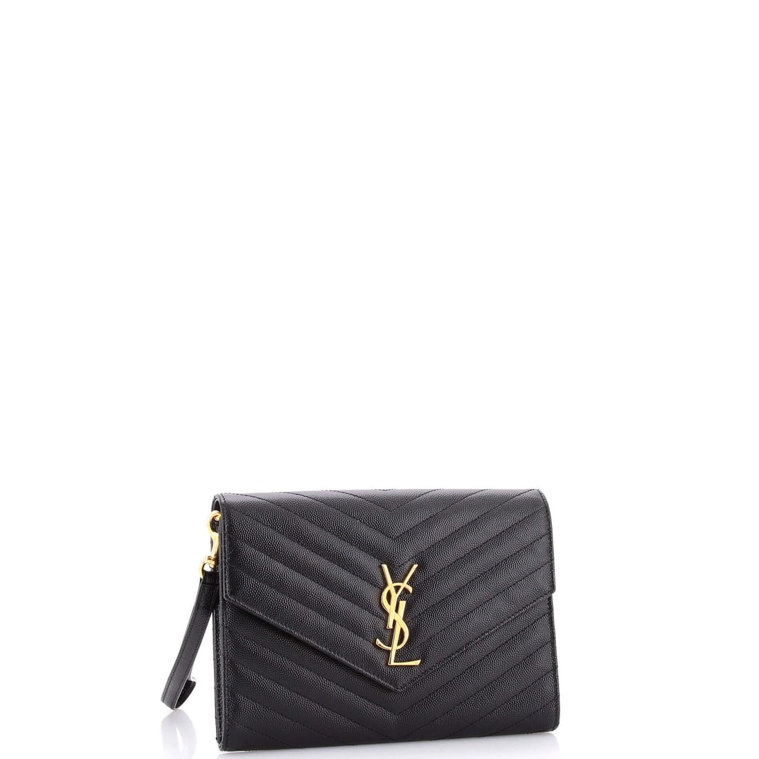 Chevron Saint Laurent Classic Monogram Envelope Wristlet Clutch Matelasse - 2