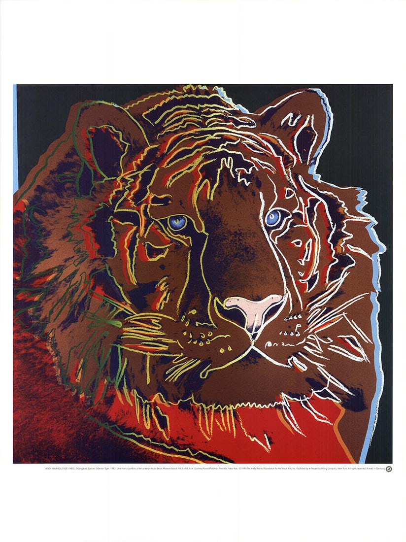 Multicol ANDY WARHOL Endangered Siberian Tiger 31.5" x 23.5" Poster 1999 Pop Art (1 of 4)