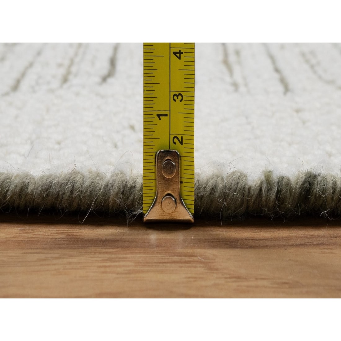 Wool 5'10"x5'10" Ivory Hand Woven Round Rug Flat Weave with Pile Natural - 7